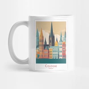 Vintage Retro Colorful Cologne Cityscape Germany Mug